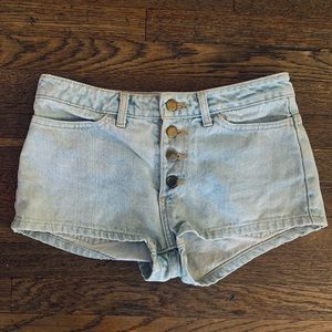 American Apparel Light Denim Short Shorts